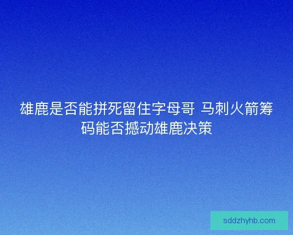 雄鹿是否能拼死留住字母哥 马刺火箭筹码能否撼动雄鹿决策
