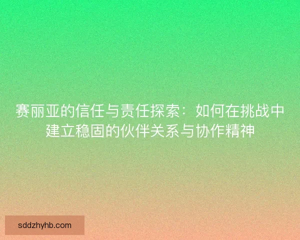 赛丽亚的信任与责任探索：如何在挑战中建立稳固的伙伴关系与协作精神
