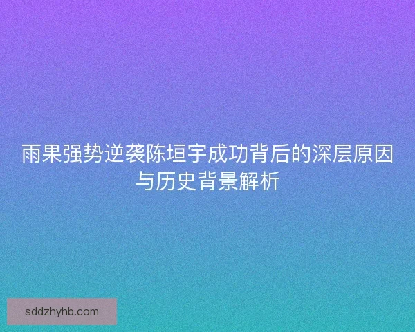 雨果强势逆袭陈垣宇成功背后的深层原因与历史背景解析