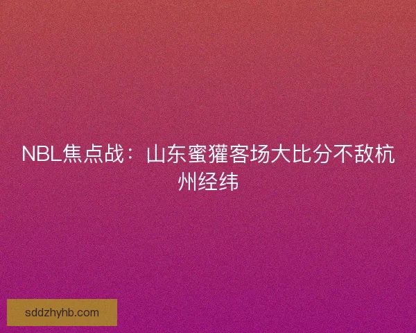 NBL焦点战：山东蜜獾客场大比分不敌杭州经纬