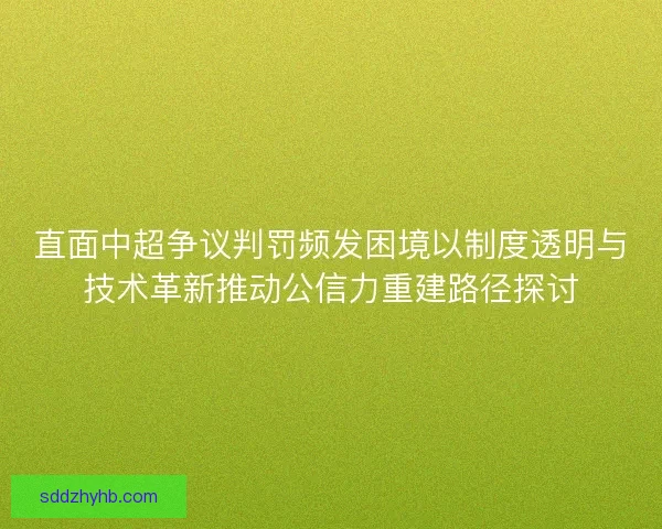 直面中超争议判罚频发困境以制度透明与技术革新推动公信力重建路径探讨